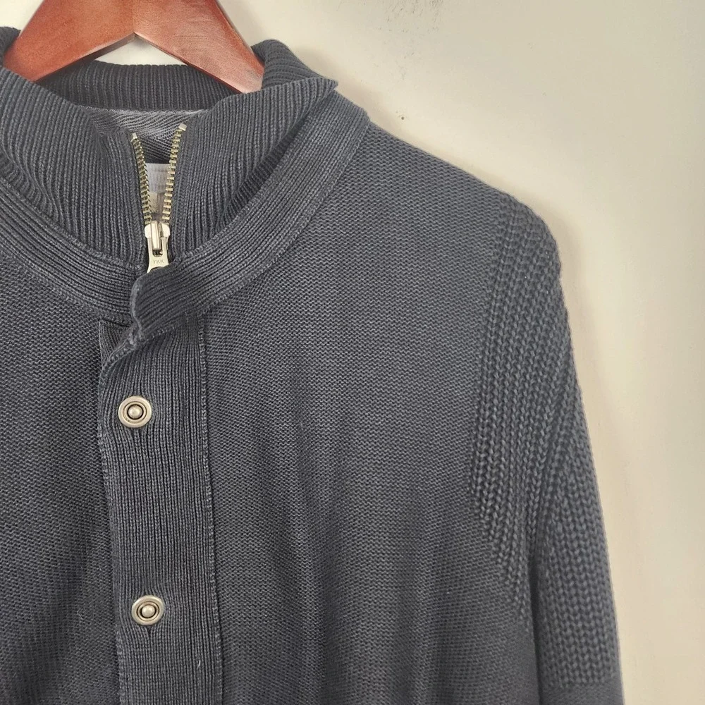 Carbon 2 Cobalt Jacket Men's Large Cable Knit‎ Full Zip Lined Heavyweight Black